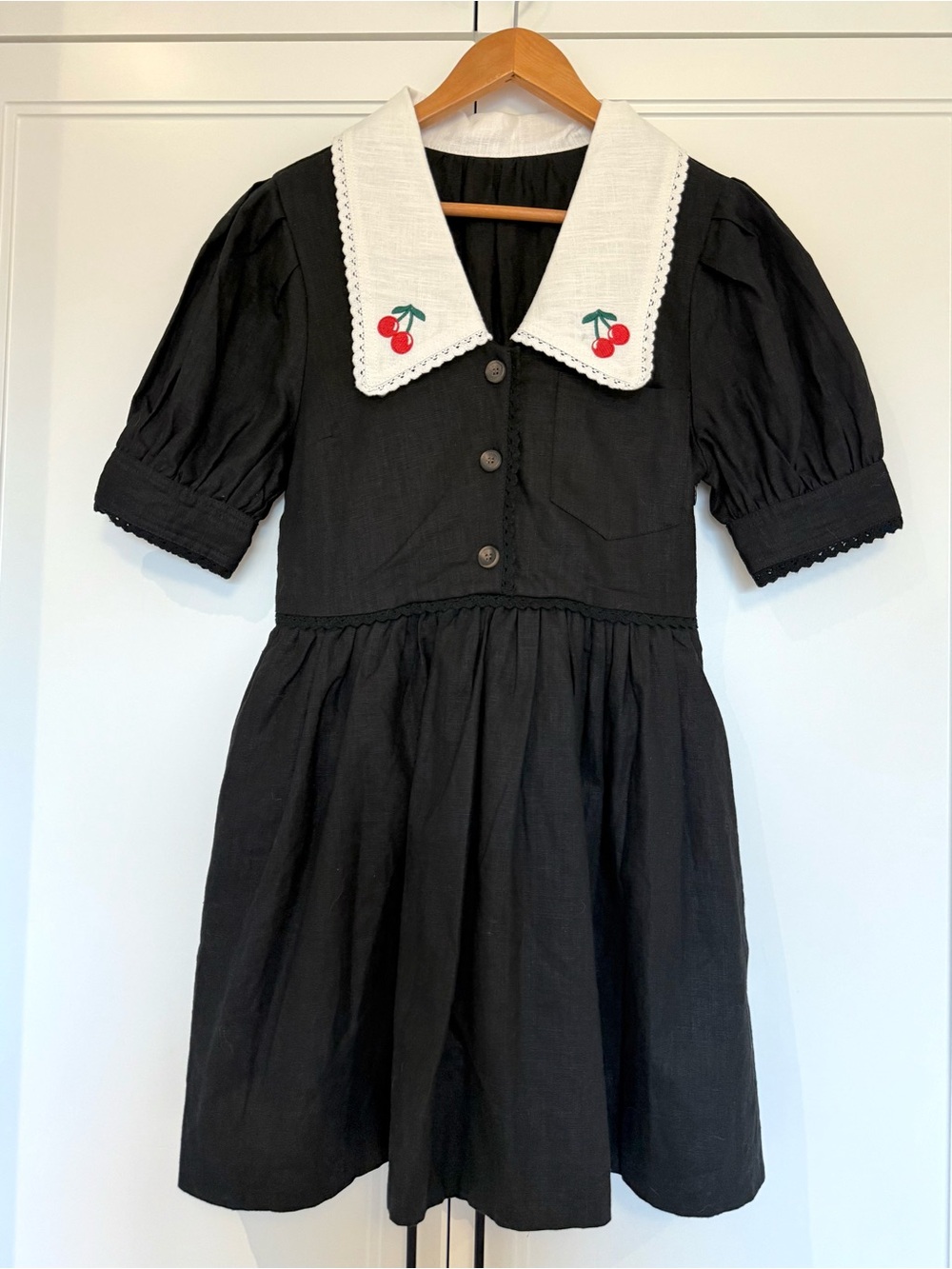 French Style Black Cherry Collar Mini Dress